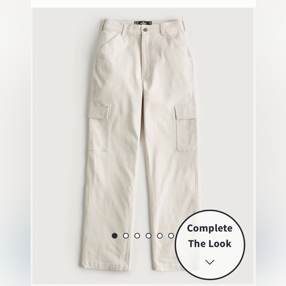 HOLLISTER ULTRA HIGH-RISE CARGO DAD PANTS‎ OFF WHITE 11R W30R NWT IN PKG
